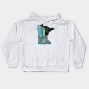 Minnesota State Outline (Minnehaha Falls in Winter) Kids Hoodie